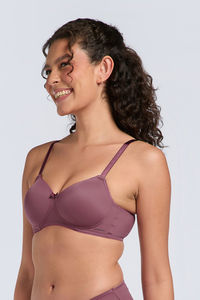Amante Solid Padded Wirefree Casual Chic T-Shirt Bra - Hawthorn Rose — thumbnail 2